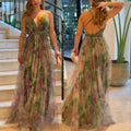 Women's Printed Cami Maxi Dress – Sleeveless Swing Sundress
