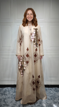 Women's Beaded Sequin Evening Gown – Long Sleeve Floor-Length Maxi Dress