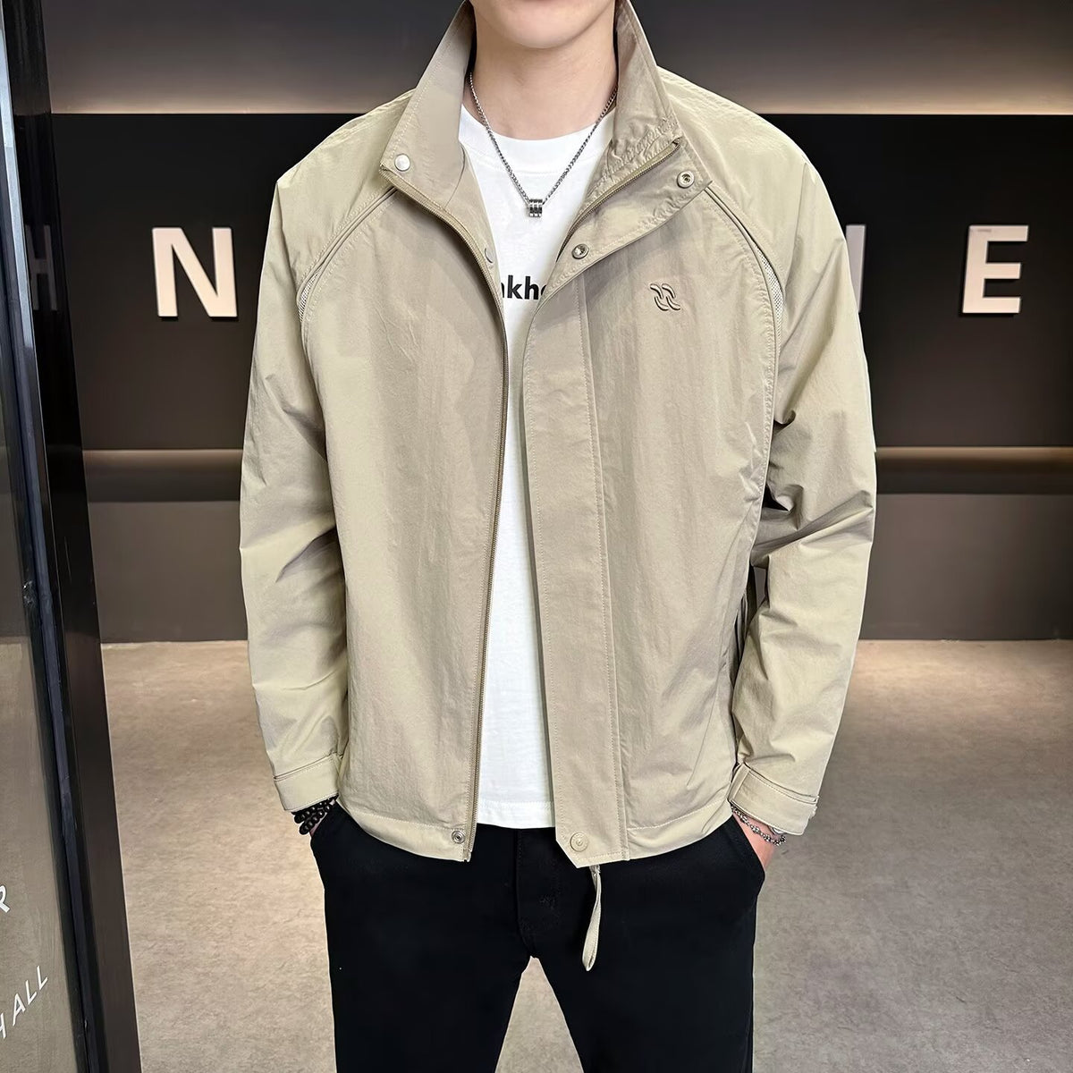 Men's Cargo Embroidery Windbreaker Jacket