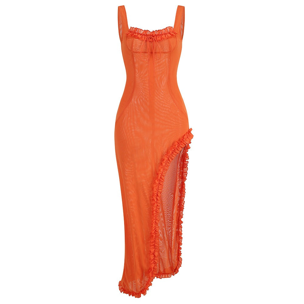 Women's Asymmetric Slit Party Dress – French Style Cocktail Dress