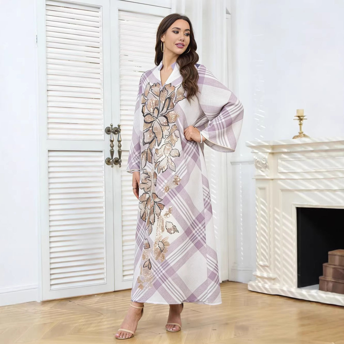 Women's Mesh Long Sleeve Maxi Dress – Layered Loose Fit