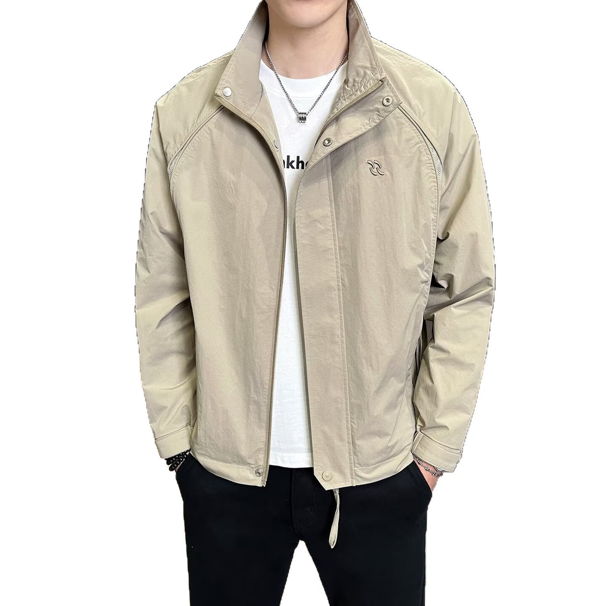 Men's Cargo Embroidery Windbreaker Jacket