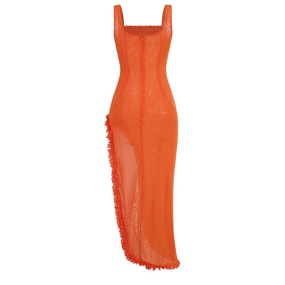 Women's Asymmetric Slit Party Dress – French Style Cocktail Dress