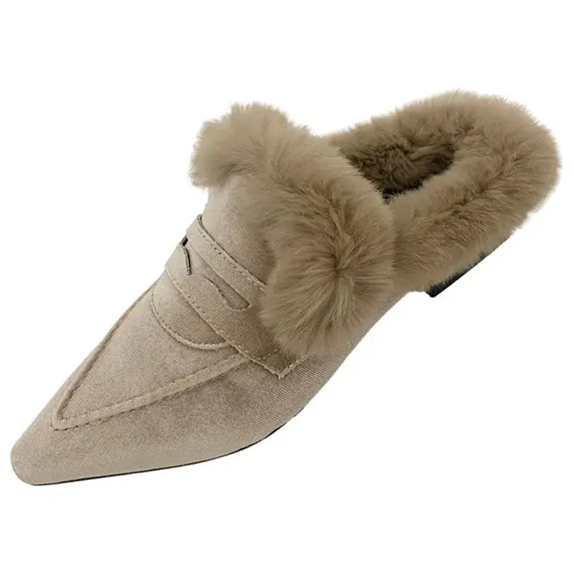 Cosy Platform Fur Slippers | Warm Faux Fur Slides