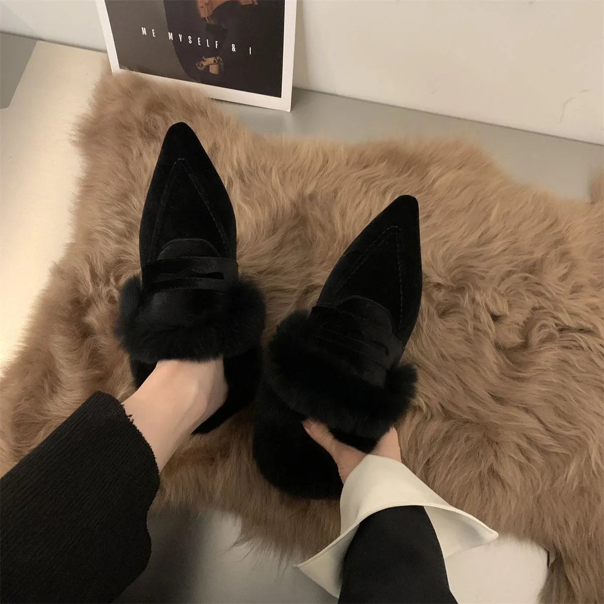 Cosy Platform Fur Slippers | Warm Faux Fur Slides