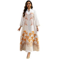 Women's Rhinestone Embroidered Jacquard Maxi Dress – Long Sleeve