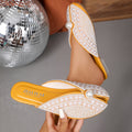 Women's Pearl Detail Closed Toe Flat Mules