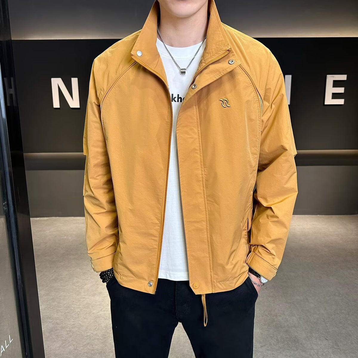 Men's Cargo Embroidery Windbreaker Jacket