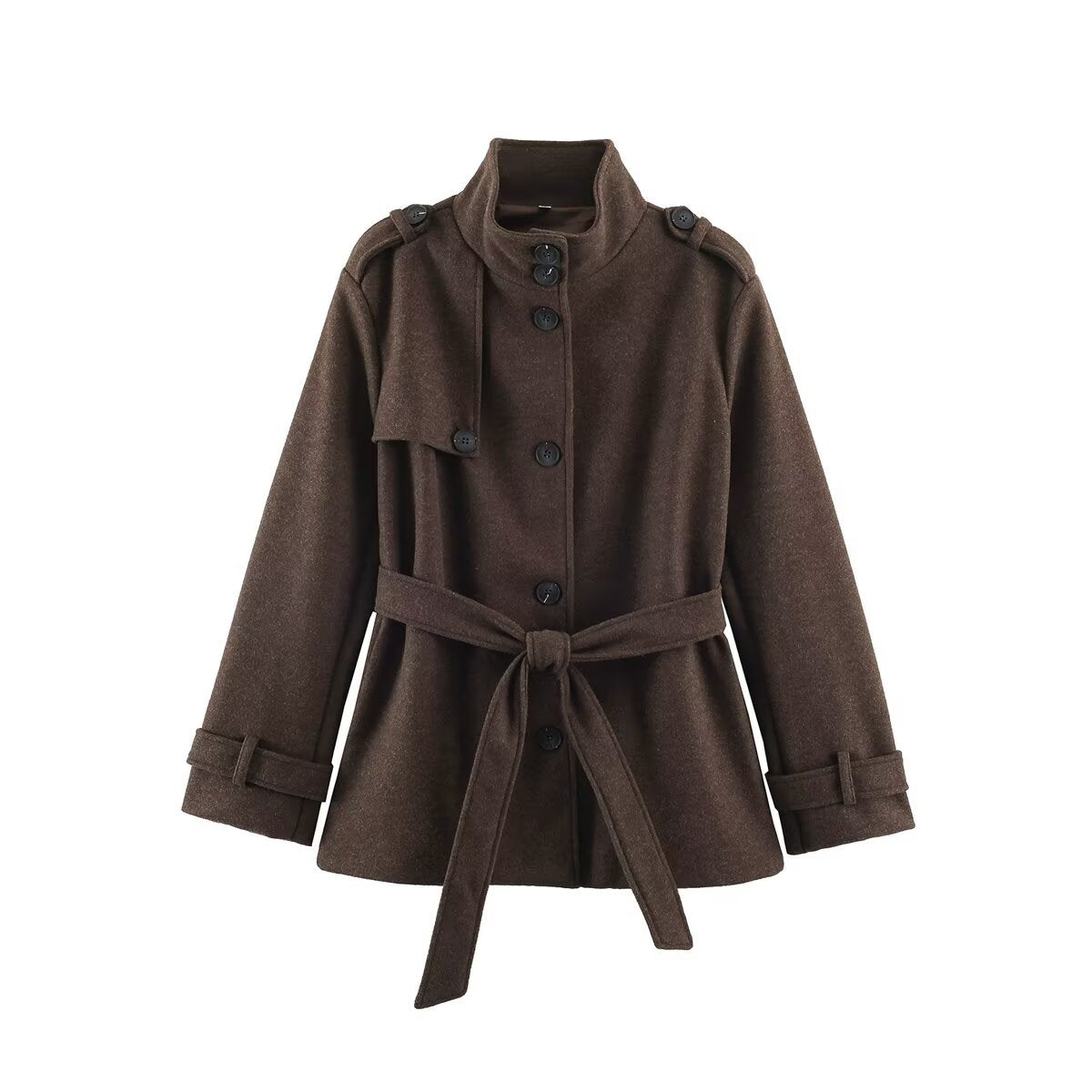 Women's Stand Collar Button Mid-Length Jacket – Oversized Casual Coat