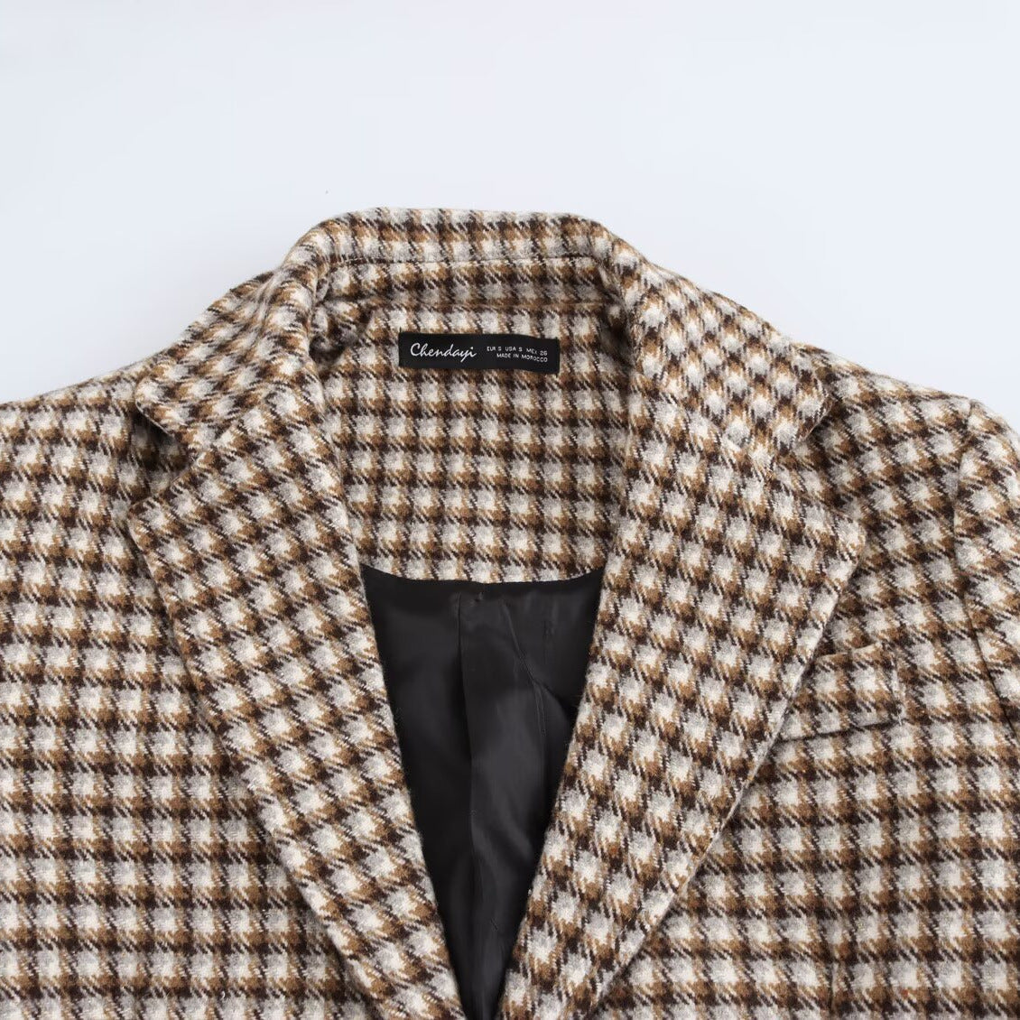 Plaid Long Coat Jacket – Women's Checkered Overcoat