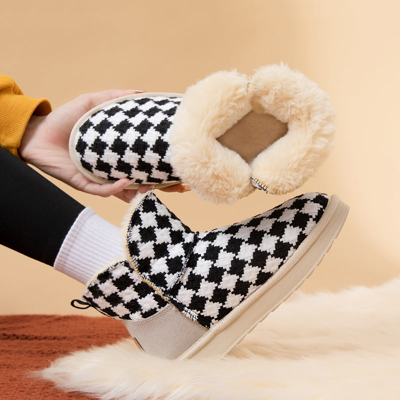 Women's Plush Snow Boots – Thick Winter Cotton Shoes