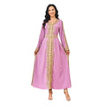 Women's Embroidered Round Neck Maxi Dress – Long Sleeve Loose Fit