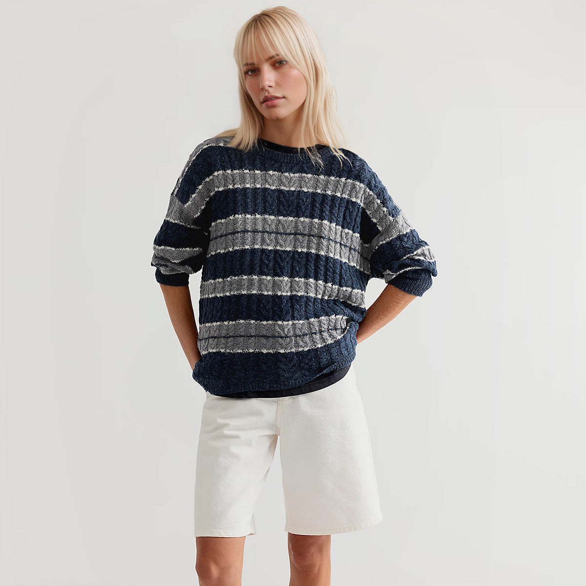 Loose striped sweater for women