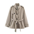Women's Stand Collar Button Mid-Length Jacket – Oversized Casual Coat