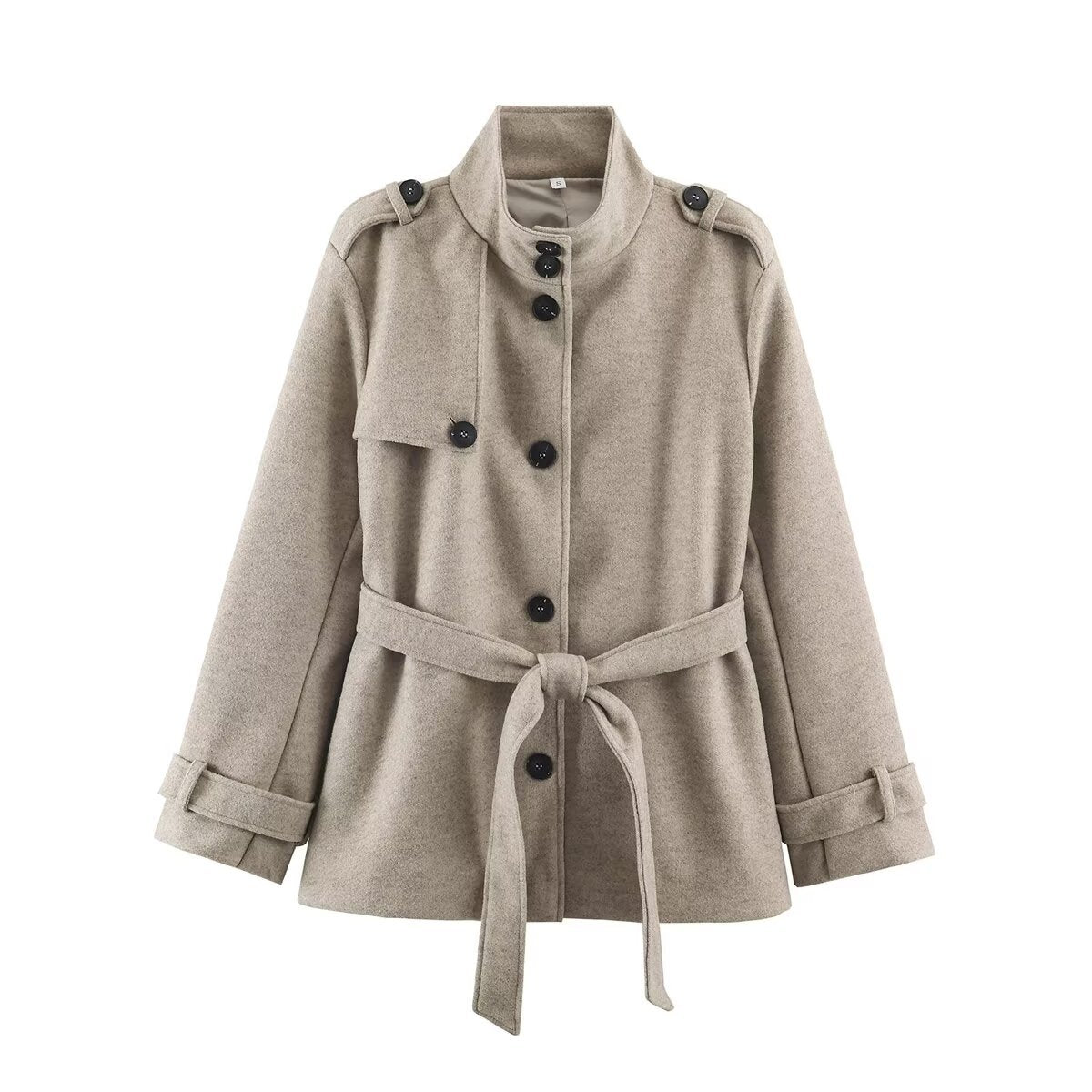 Women's Stand Collar Button Mid-Length Jacket – Oversized Casual Coat