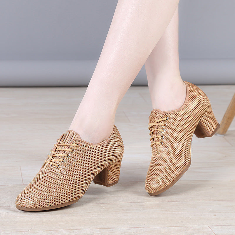 Women's Latin Dance Shoes – Soft-Sole Mid Heel Practice Shoes