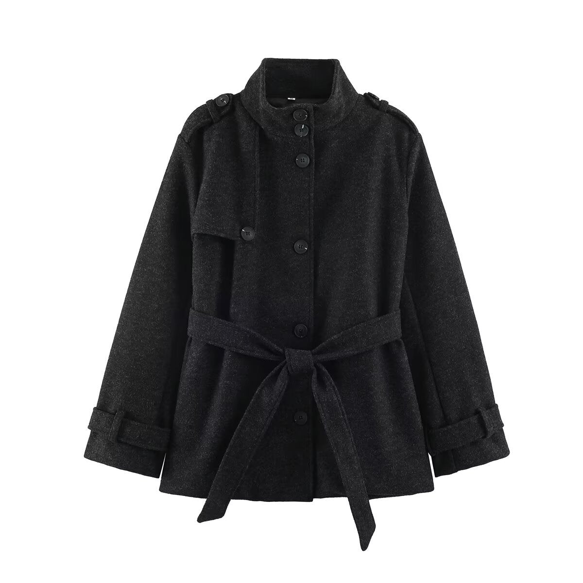 Women's Stand Collar Button Mid-Length Jacket – Oversized Casual Coat
