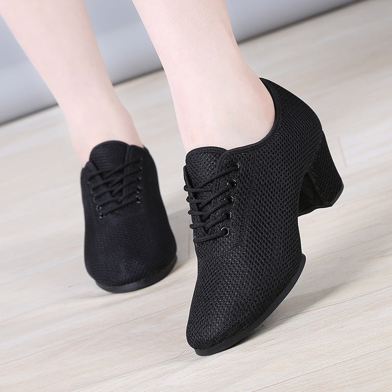 Women's Latin Dance Shoes – Soft-Sole Mid Heel Practice Shoes