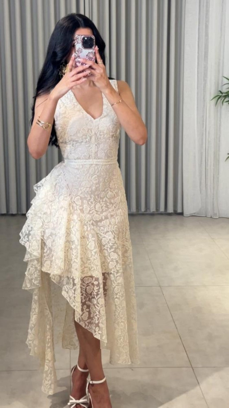 Women's Asymmetric Jacquard Evening Dress – Sleeveless Embroidered Maxi