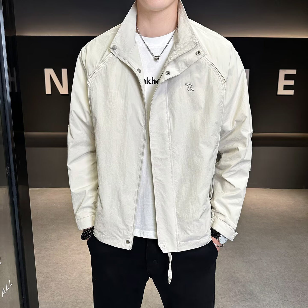 Men's Cargo Embroidery Windbreaker Jacket