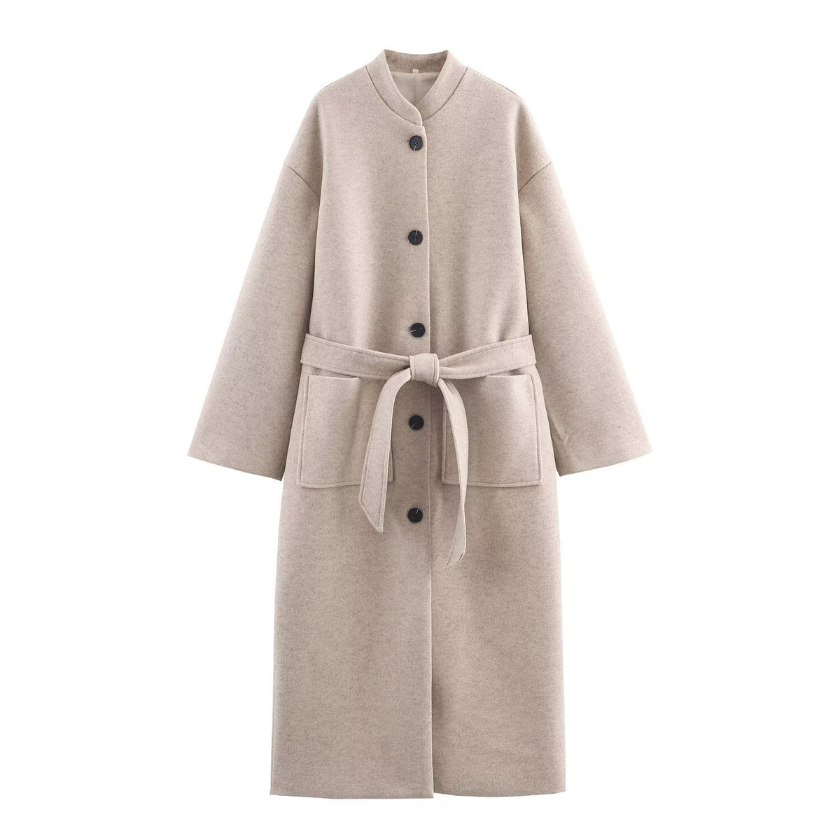 Long Waistband Coat Jacket – Belted Streetwear Coat