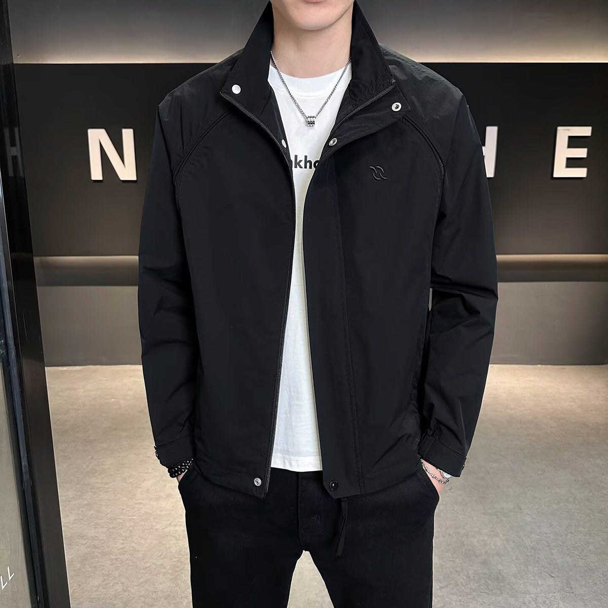 Men's Cargo Embroidery Windbreaker Jacket