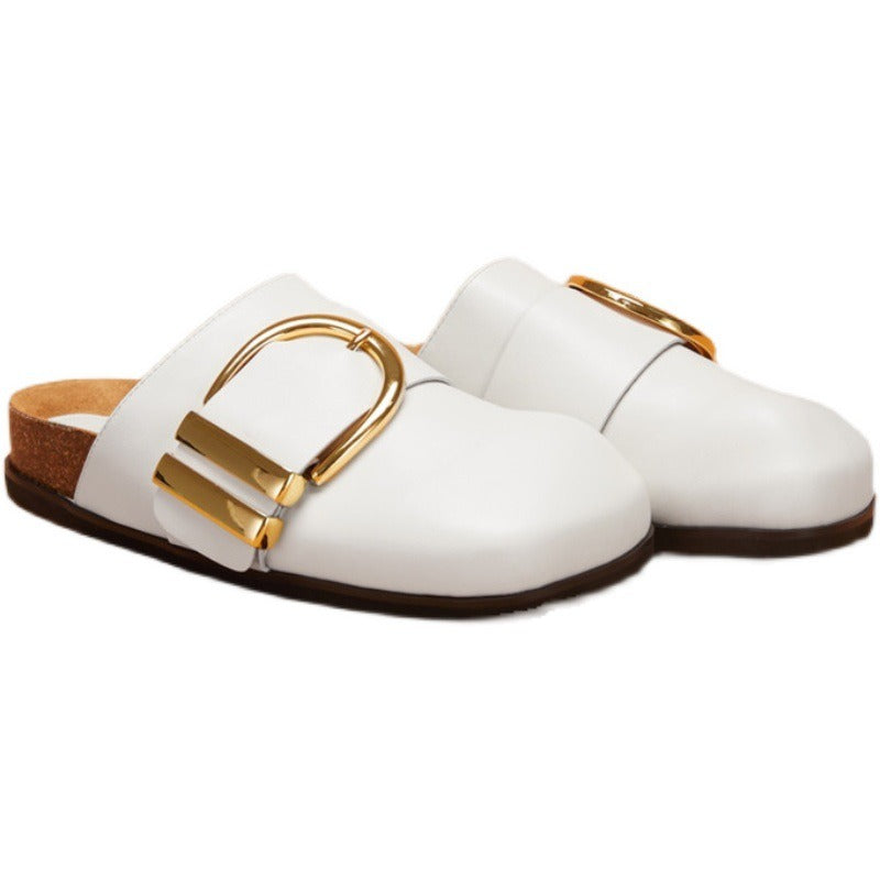 Astrid Buckle Leather Mules | Closed-Toe Slip-On Clogs