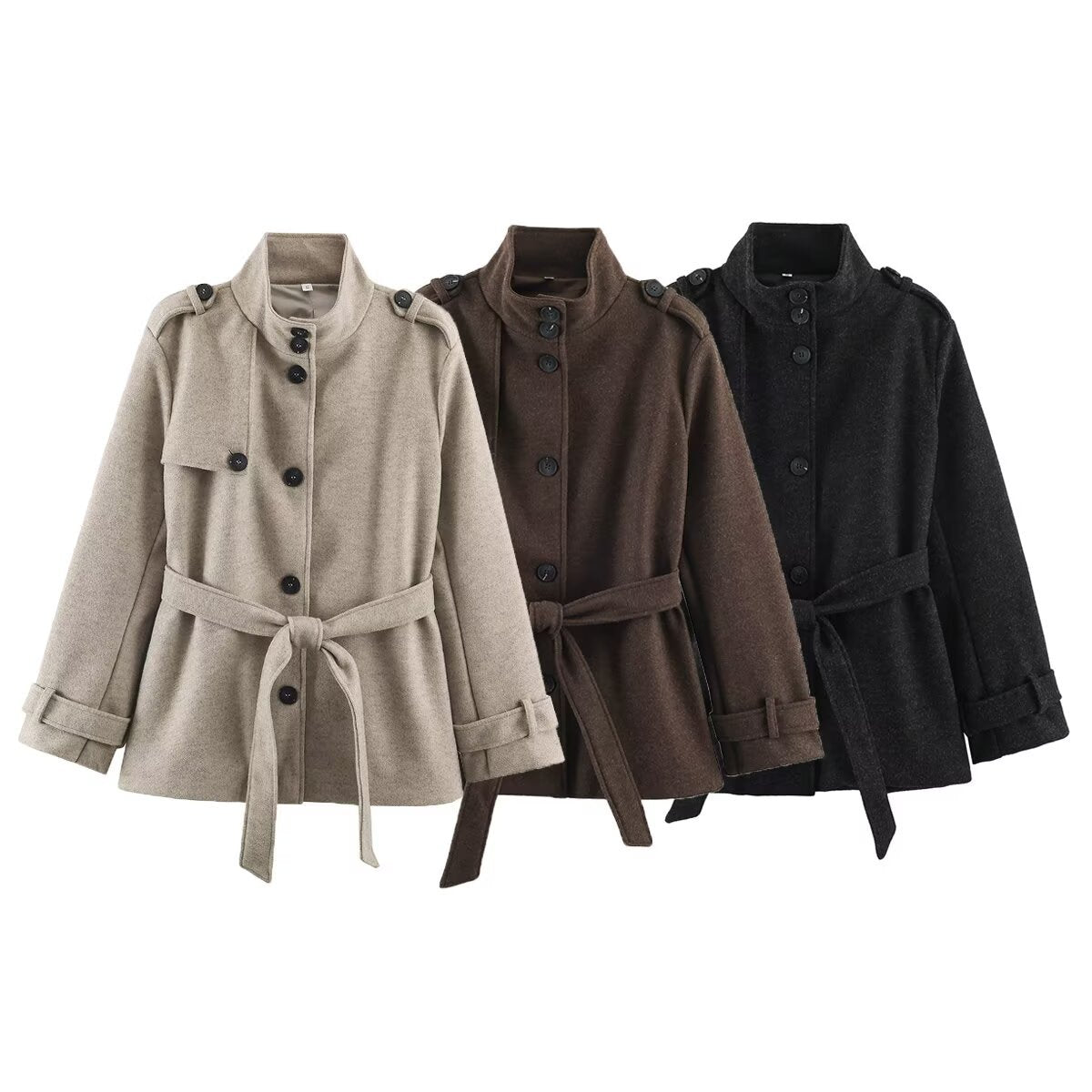 Women's Stand Collar Button Mid-Length Jacket – Oversized Casual Coat