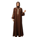 Women's Embroidered Maxi Robe Dress – Long Sleeve Elegant Loose Fit