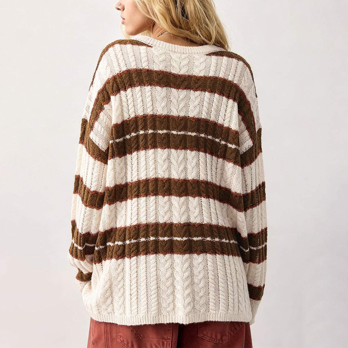 Loose striped sweater for women