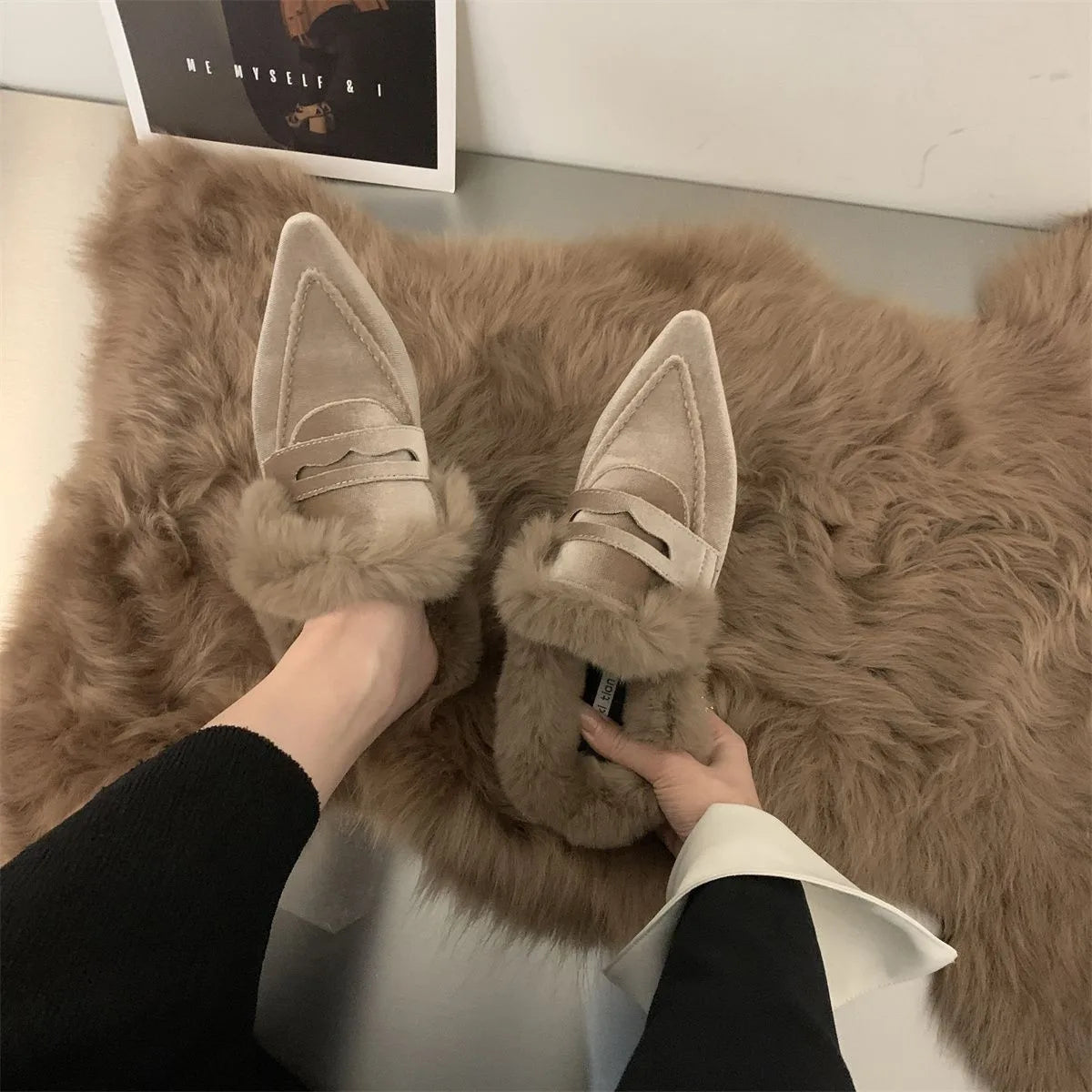Cosy Platform Fur Slippers | Warm Faux Fur Slides