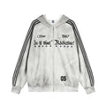 Men's Vintage Embroidered Zip-Up Hooded Jacket – Distressed Streetwear