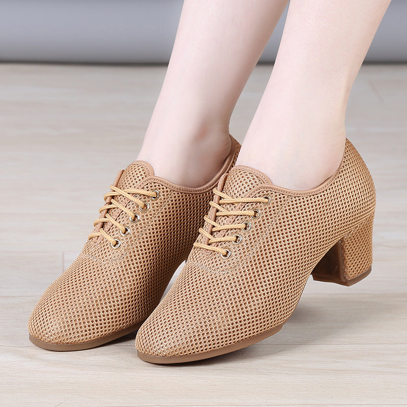 Women's Latin Dance Shoes – Soft-Sole Mid Heel Practice Shoes