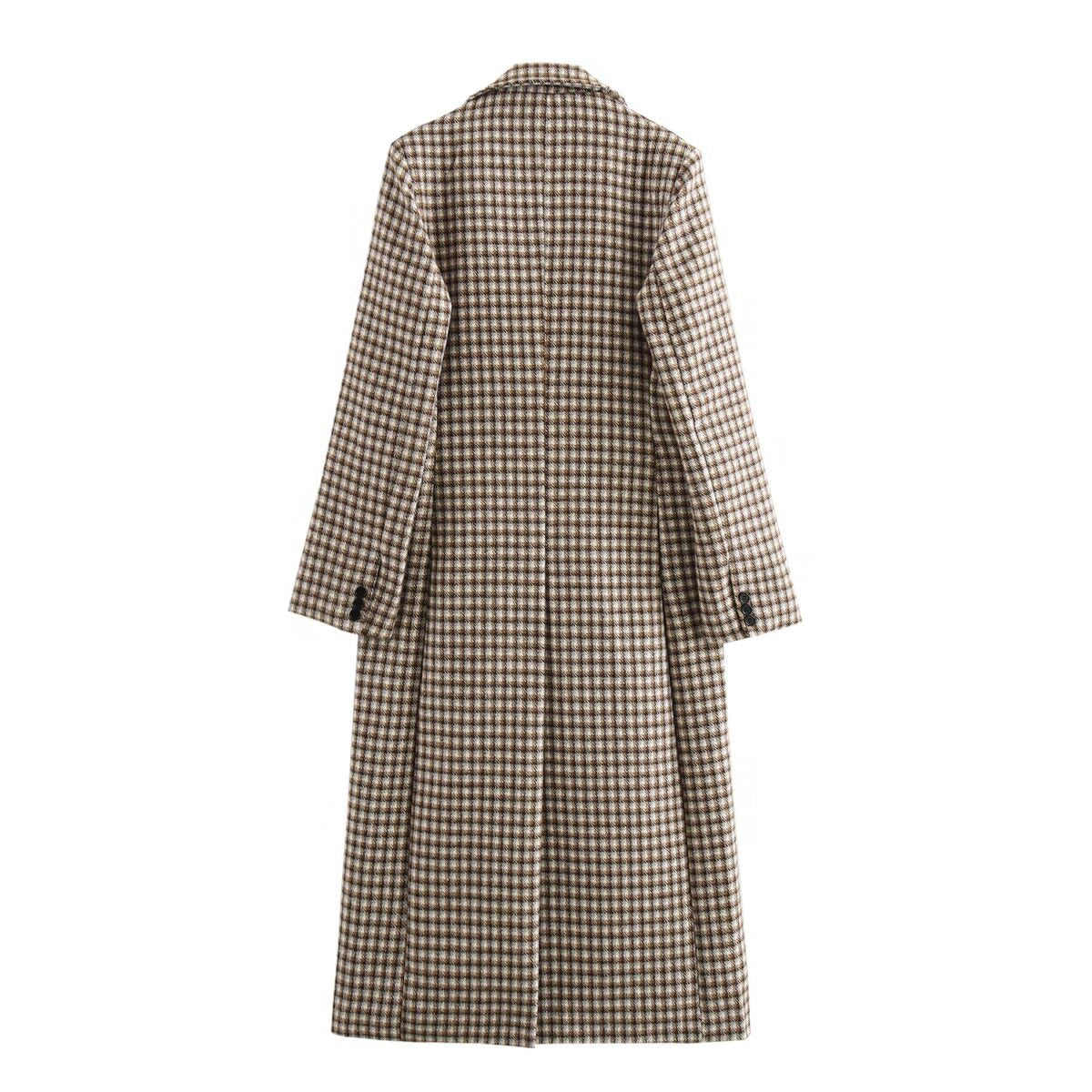 Plaid Long Coat Jacket – Women's Checkered Overcoat