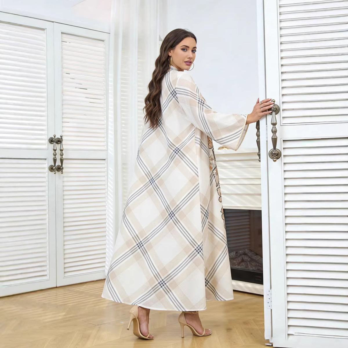Women's Mesh Long Sleeve Maxi Dress – Layered Loose Fit