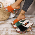 Women's Suede Peep Toe Platform Wedge Sandals