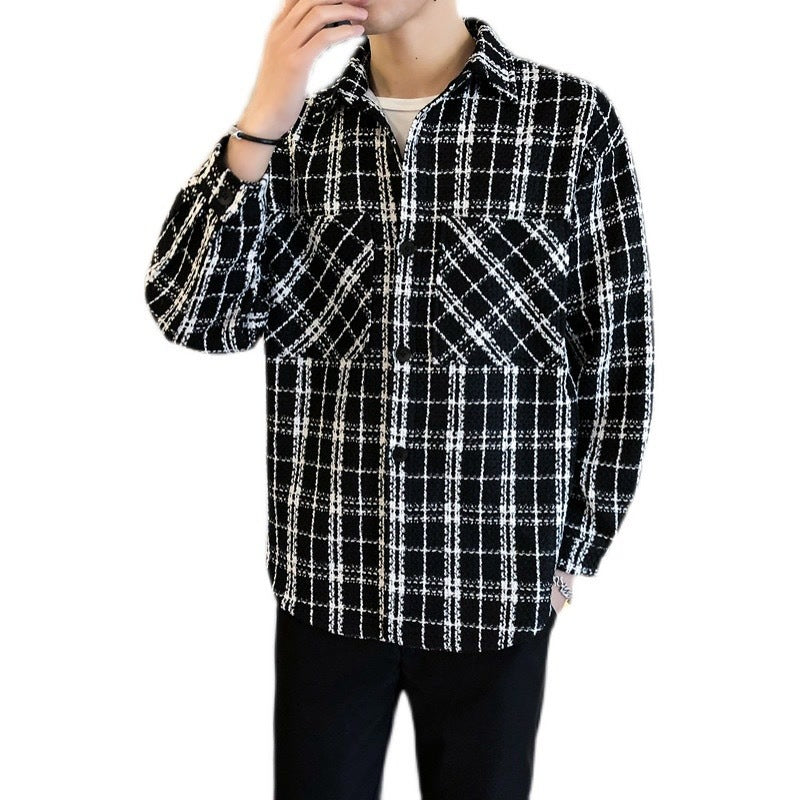 Men's Casual Plaid Long Sleeve Shirt Jacket – Loose Fit