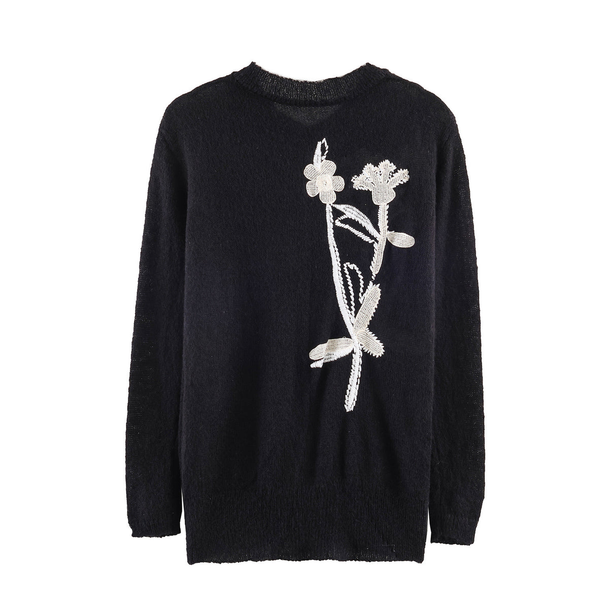 Flower Embroidered Knitted Coat
