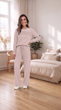 Women's Short-sleeved Slit Casual Sweatshirt Set