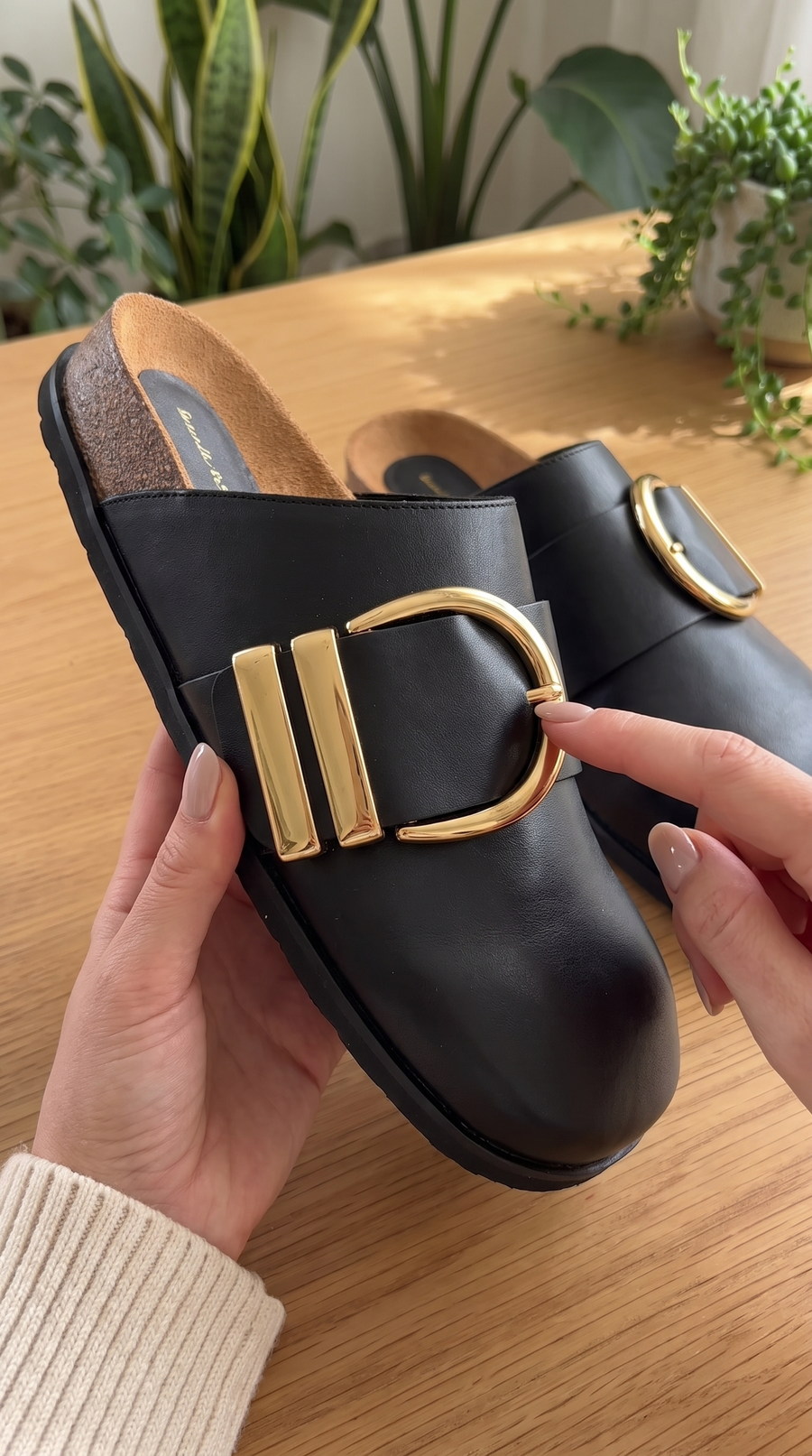 Astrid Buckle Leather Mules | Closed-Toe Slip-On Clogs