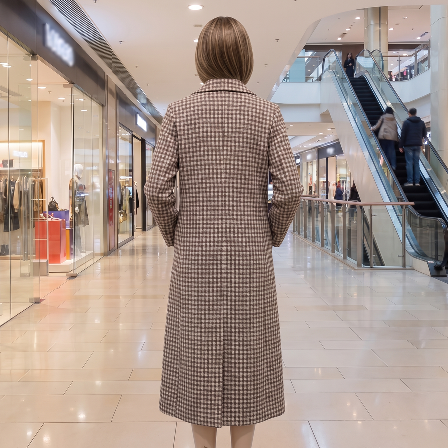 Plaid Long Coat Jacket – Women's Checkered Overcoat