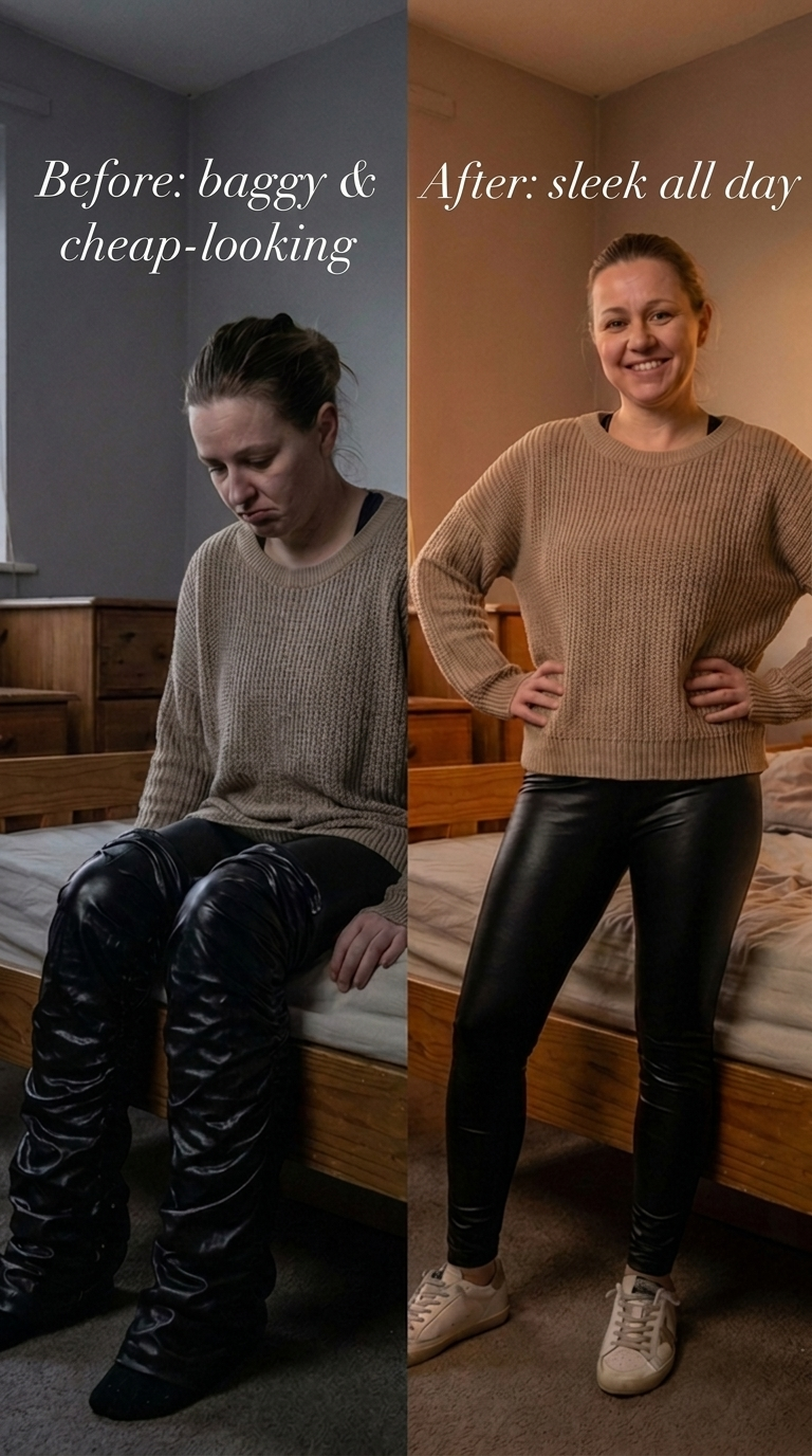 Black Faux Leather Leggings – Stretch Skinny Fit with Side Zip