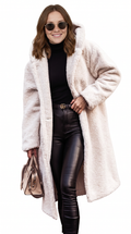 Women's Long Hooded Teddy Coat – Oversized Plush Fleece Winter Coat