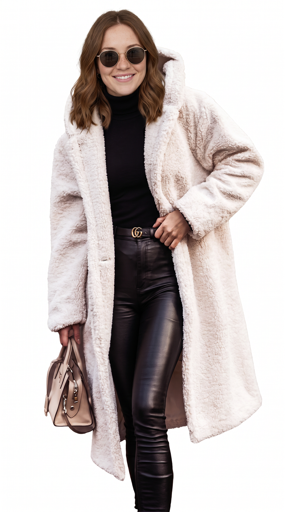 Women's Long Hooded Teddy Coat – Oversized Plush Fleece Winter Coat