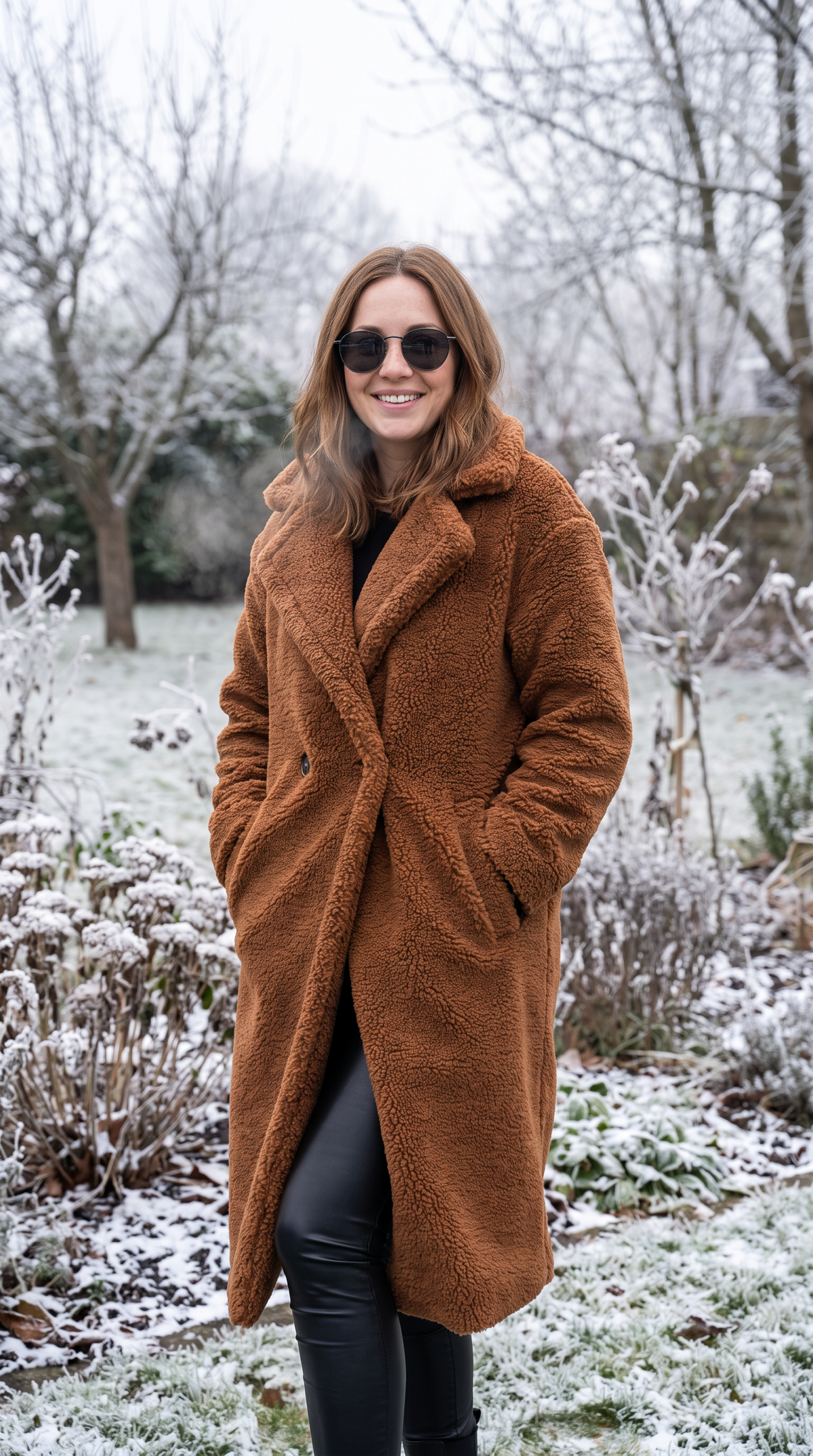 Women's Long Hooded Teddy Coat – Oversized Plush Fleece Winter Coat